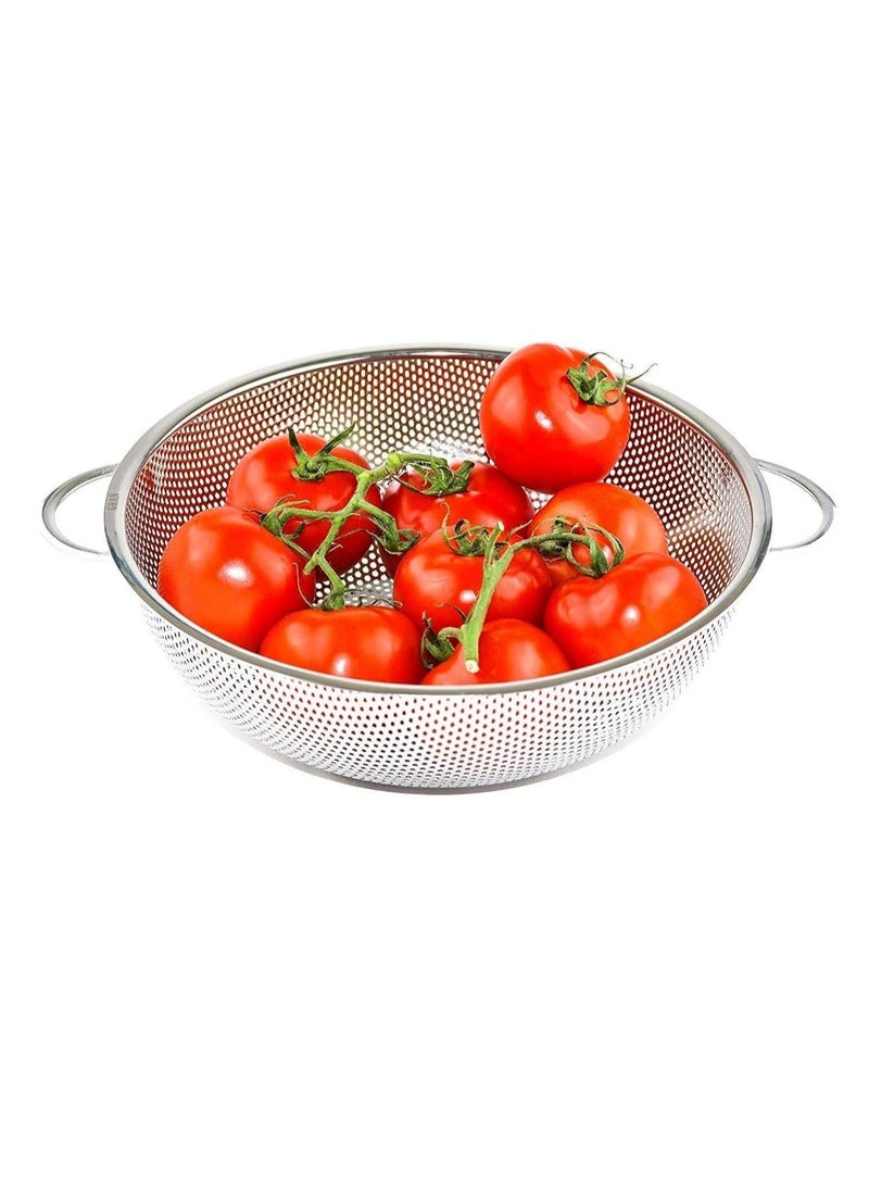 ECVV |20CM, 2PCS| Multipurpose Stainless Steel Colander Strainer Drainer with Handle for Rice Fruits Vegetable Noodles Pasta Beans Grains Washing Filter Basket for Kitchen Bowl Storing and Straining Purpose