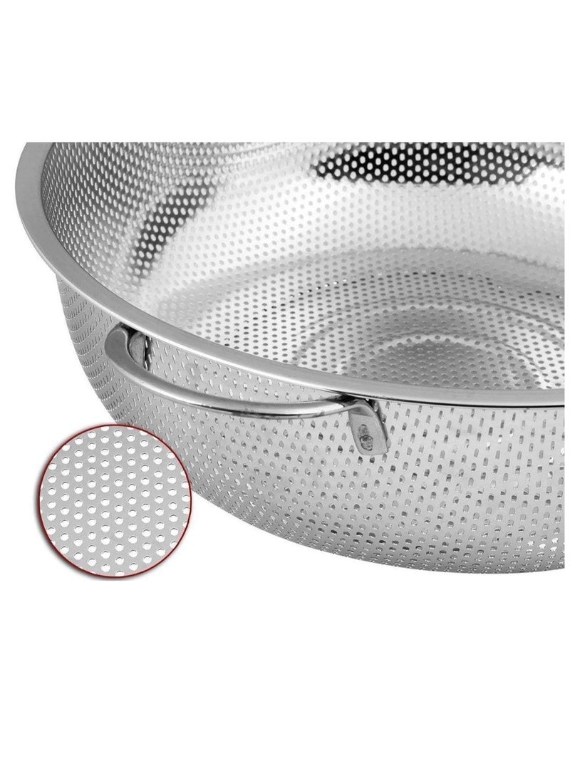 ECVV |20CM, 2PCS| Multipurpose Stainless Steel Colander Strainer Drainer with Handle for Rice Fruits Vegetable Noodles Pasta Beans Grains Washing Filter Basket for Kitchen Bowl Storing and Straining Purpose