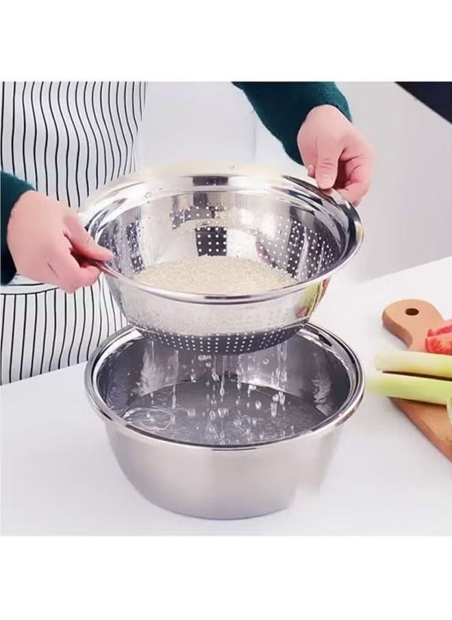 Multifunctional 3-in-1 stainless steel grater basin drain basket wash basin set