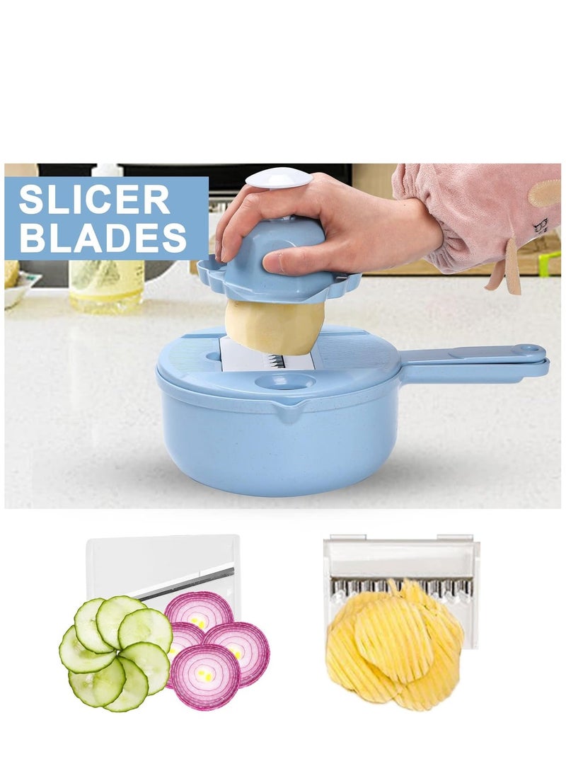 14 in 1 Multi-function Vegetable Chopper Grater, Multifunction Veggie Cutter Food Slicer with Container for Kitchen