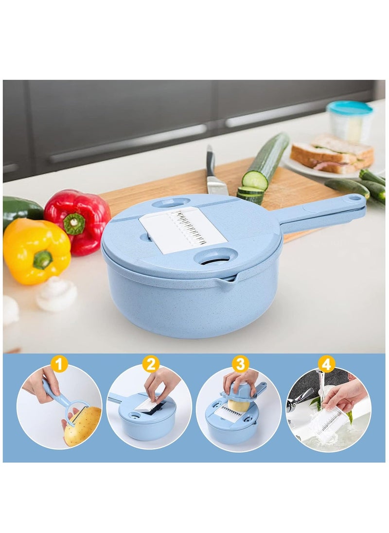 14 in 1 Multi-function Vegetable Chopper Grater, Multifunction Veggie Cutter Food Slicer with Container for Kitchen