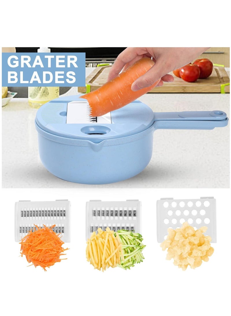14 in 1 Multi-function Vegetable Chopper Grater, Multifunction Veggie Cutter Food Slicer with Container for Kitchen