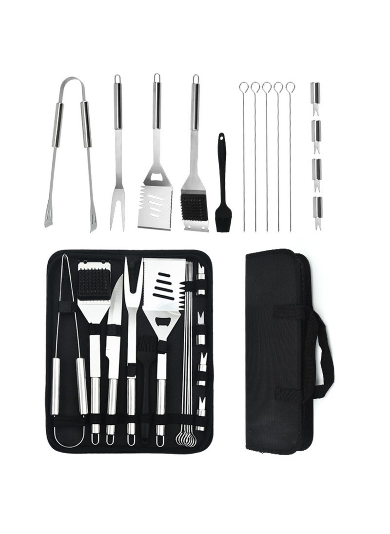 15-Piece Stainless Steel BBQ Tool Set with Black Carrying Bag