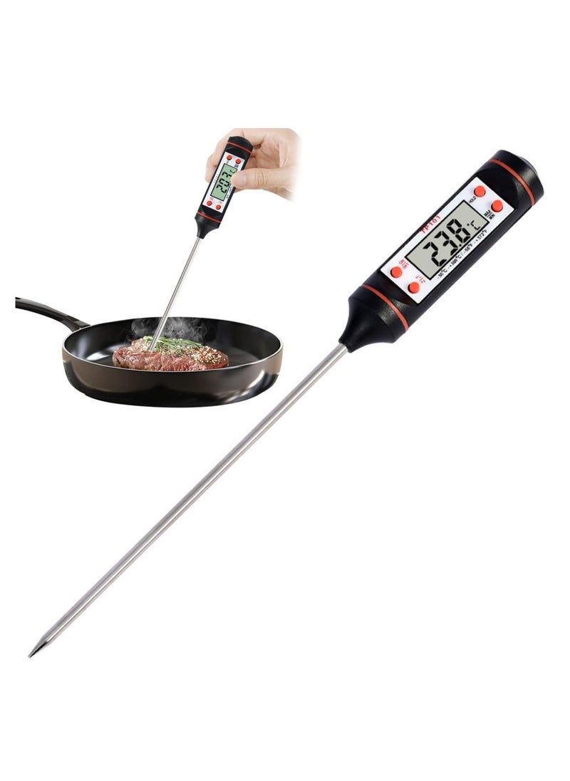 ECVV® Digital Meat Thermometer with Instant Read, LCD Screen, Long Ultra-Thin Probe, Auto On/Off, °C & °F Switchable, Perfect for Kitchen, BBQ, Grilling, Candy Making, Baby Food, Water, and Milk