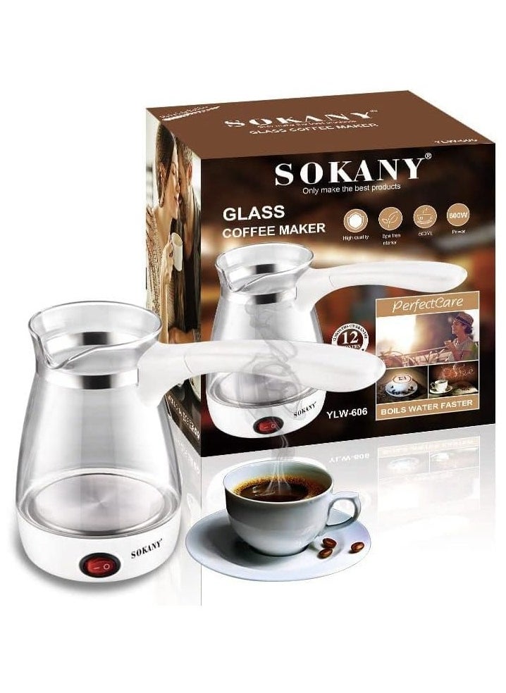 Sokany Electric Coffee Machine with 500 ML Capacity, 360-Degree Swivel Base, and One-Button Operation for Boiling Tea, Milk, and Coffee - Portable Coffee Pot Convenient Features (Black)