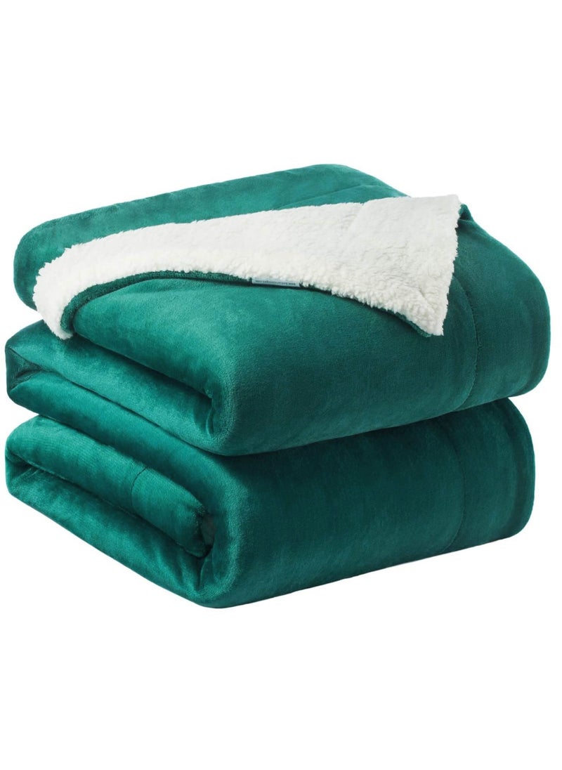 Silky Soft Sherpa Blanket King Size Ultra Plush Bed Blanket Green 220x240 cm