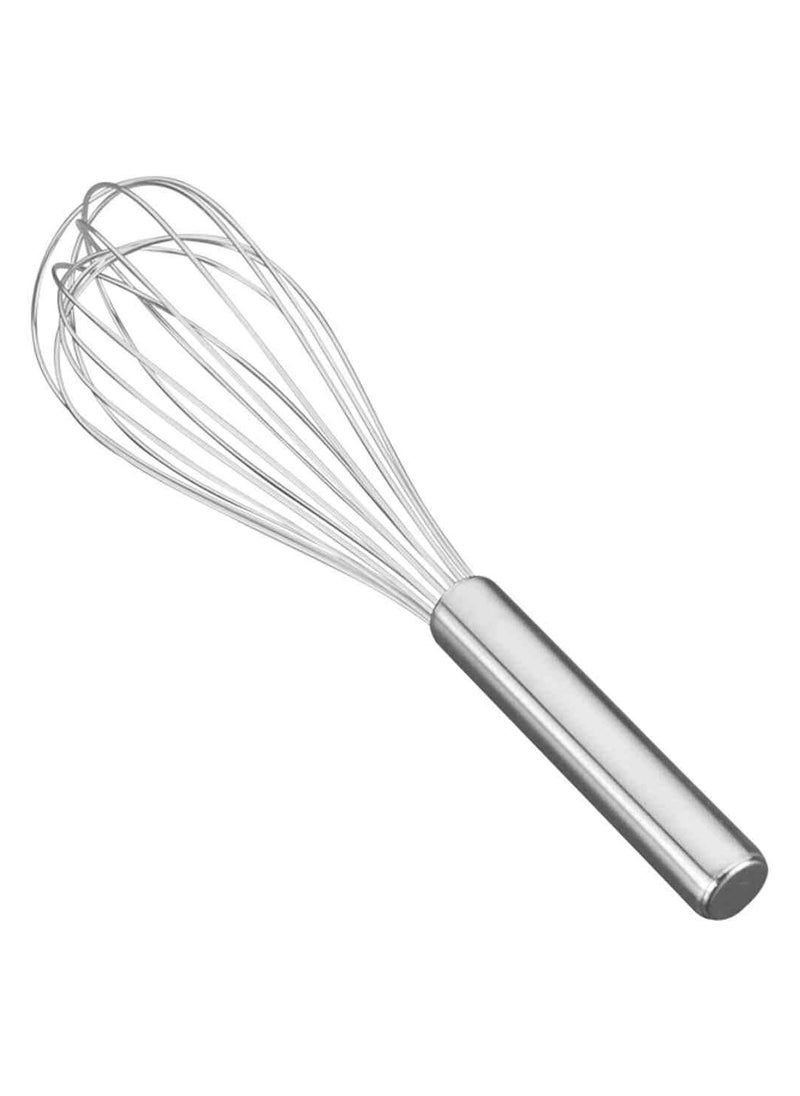 25 cm Stainless Steel Heavy Duty 8 Wire Whisk Egg Frother, Milk Beater Kitchen Utensil for Blending Whisking Beating Mixing Whipping and  Stirring