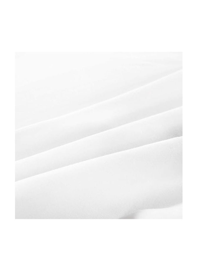 Generic Satin Polyester Fitted Queen Bedsheet, White, 230 X 259cm, Vg-4Bs-Solid-Q-W