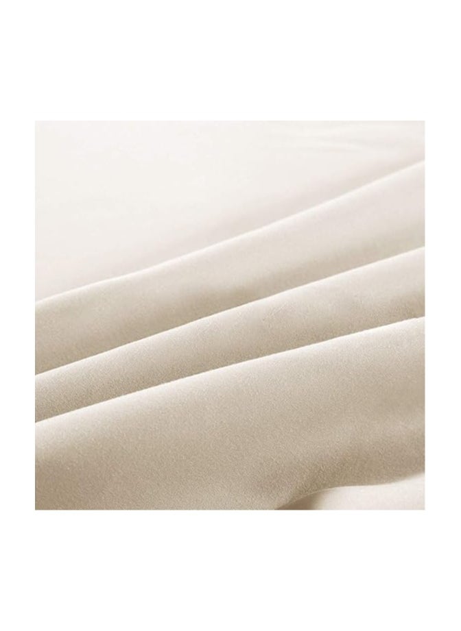 Generic Satin Polyester Fitted Queen Bedsheet, Cream, 230 X 259cm