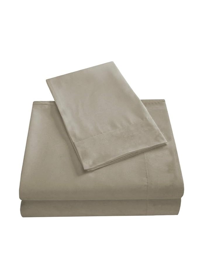 Generic Satin Polyester Fitted Queen Bedsheet, Khaki, 228 X 259cm, Vg-4Bs-Solid-Q-K