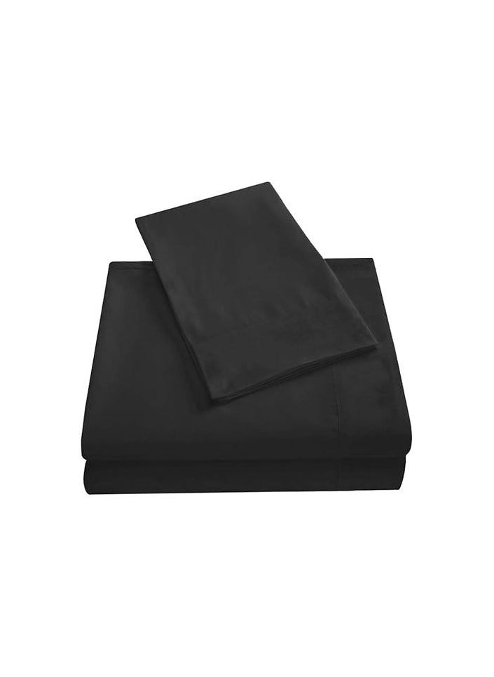 Generic VG-4BS-SOLID-CK-BLK Satin Polyester Fitted California King Bedsheet, Black, 274 X 259cm