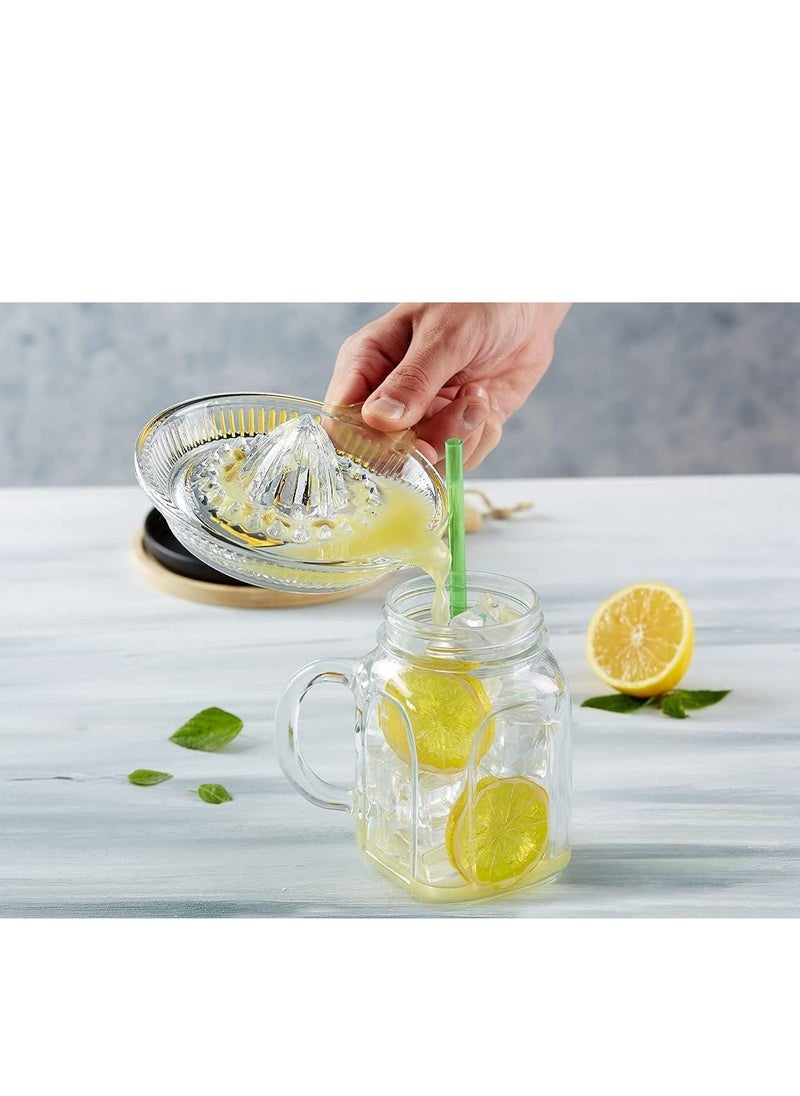 Manual Glass Citrus Juicer, Lemon Squeezer, 14.5 cm