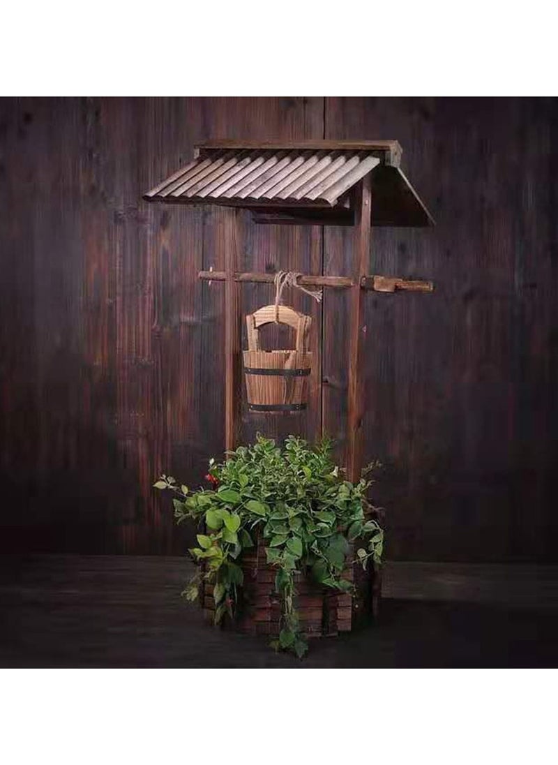 Wooden Planter Wooden Free Standing Flower Pot Well Shape Flower Container Decorative Item For Home Garden Basket Large Capicity Garden Feature