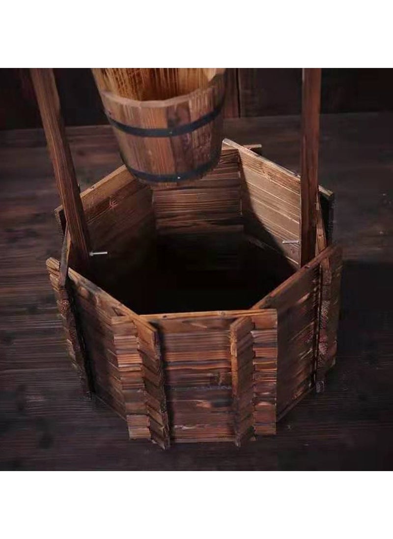 Wooden Planter Wooden Free Standing Flower Pot Well Shape Flower Container Decorative Item For Home Garden Basket Large Capicity Garden Feature