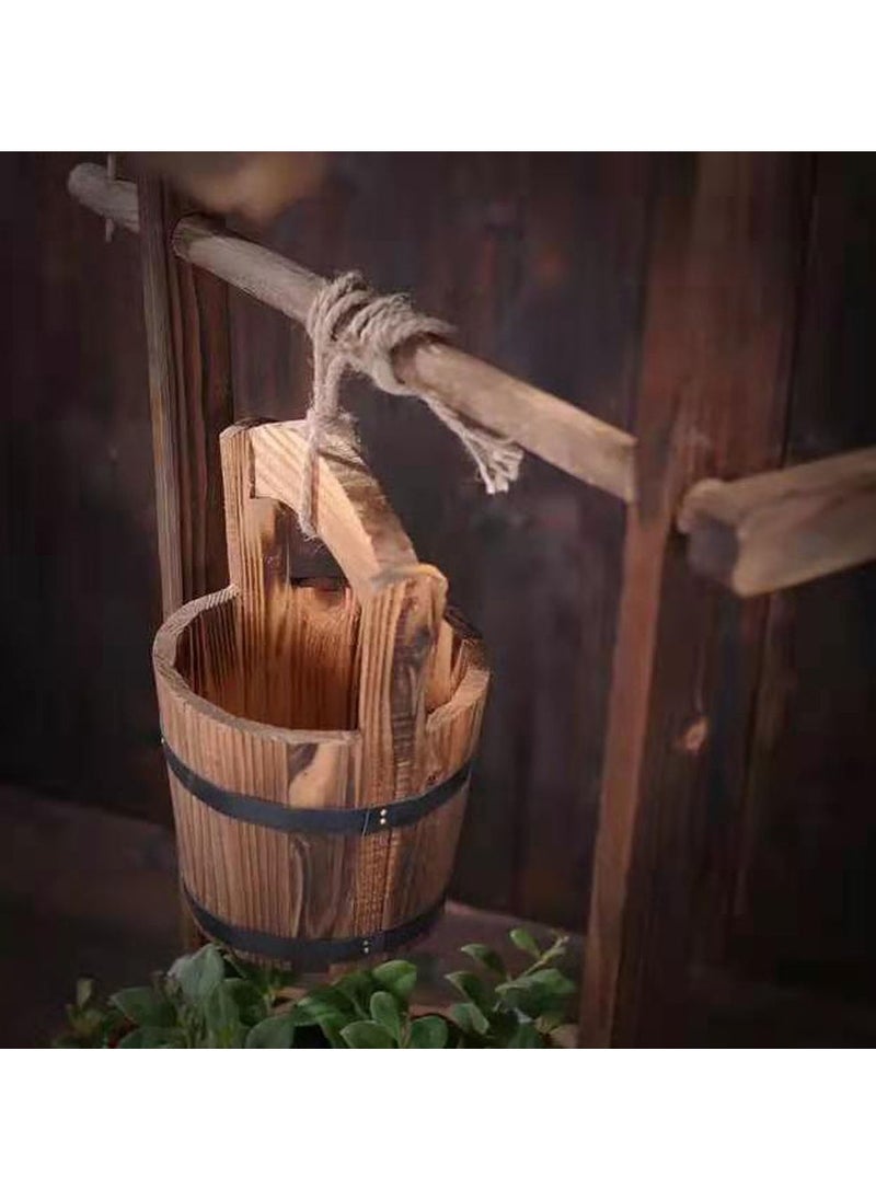 Wooden Planter Wooden Free Standing Flower Pot Well Shape Flower Container Decorative Item For Home Garden Basket Large Capicity Garden Feature