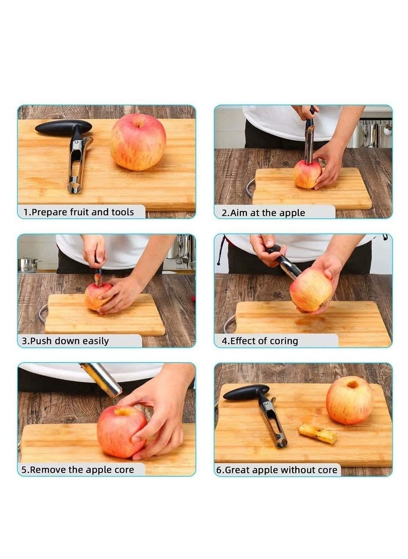 Premium Apple Corer - Easy to Use and Durable Apple Corer Remover for Pears, Bell Peppers, Fuji, Honeycrisp, Gala and Pink Lady Apples - Stainless Steel Best Kitchen Gadgets Cupcake Corer