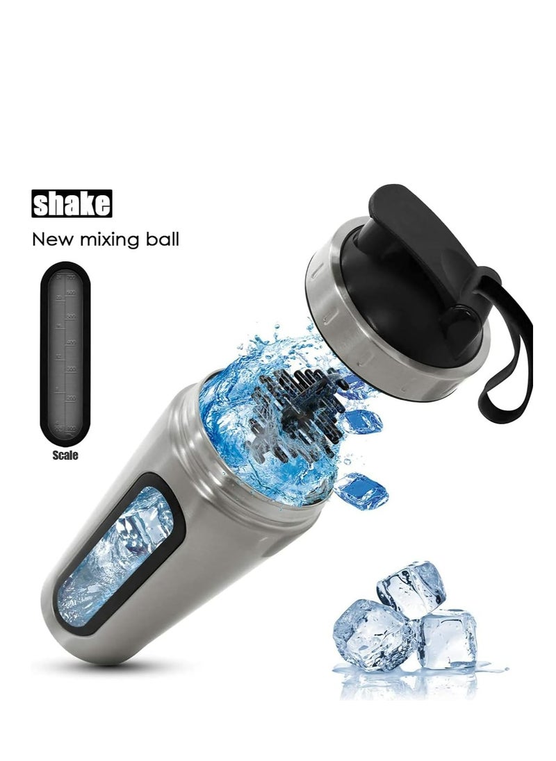 Protein shaker, Diet shaker, water bottle with scale and rotary lid for outdoor lovers.