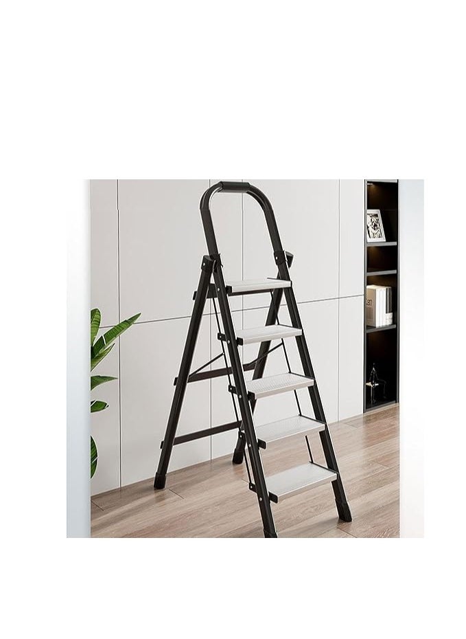 Folding Ladder 4 Steps Household Portable Ladders Lightweight Aluminum Step Ladder For Home, Non-Slip Portable Ladder For Kitchen, Library And Office, Maximum Load 150 Kg