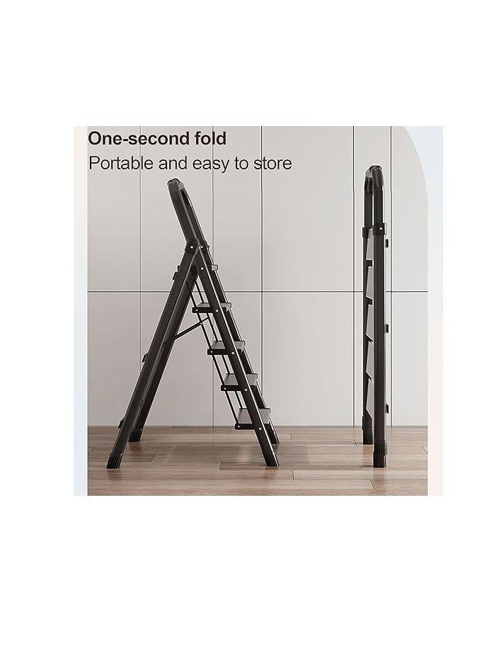 Folding Ladder 4 Steps Household Portable Ladders Lightweight Aluminum Step Ladder For Home, Non-Slip Portable Ladder For Kitchen, Library And Office, Maximum Load 150 Kg