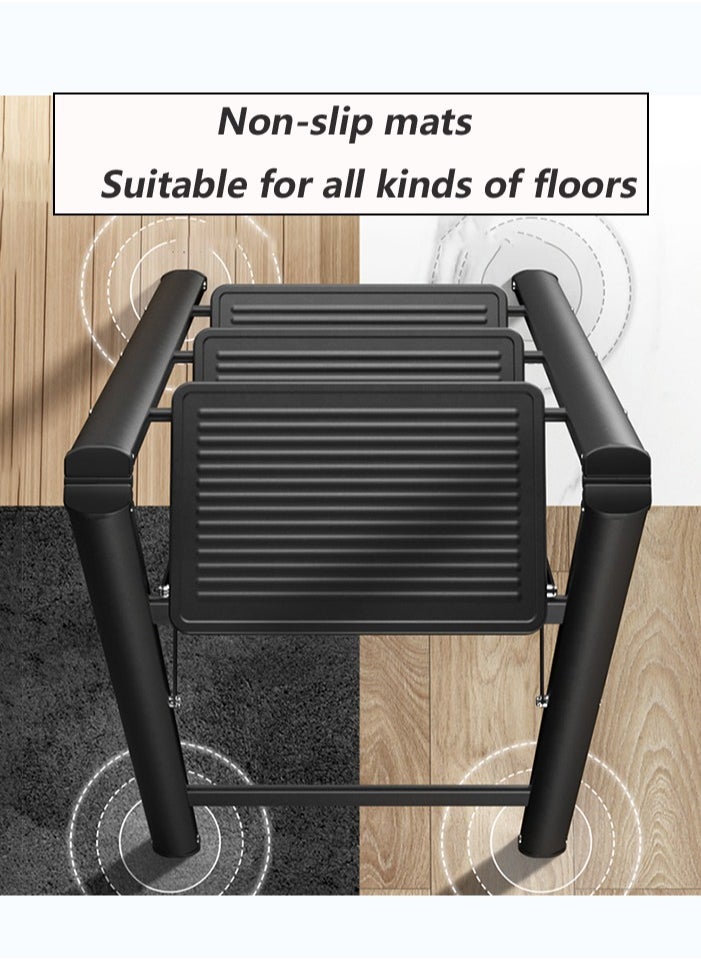 3 Step Folding Step Stool,Steel Metal Step Stools Non-Slip Pedal,Small Portable Ladder Kitchen Lightweight Home Office Ladders