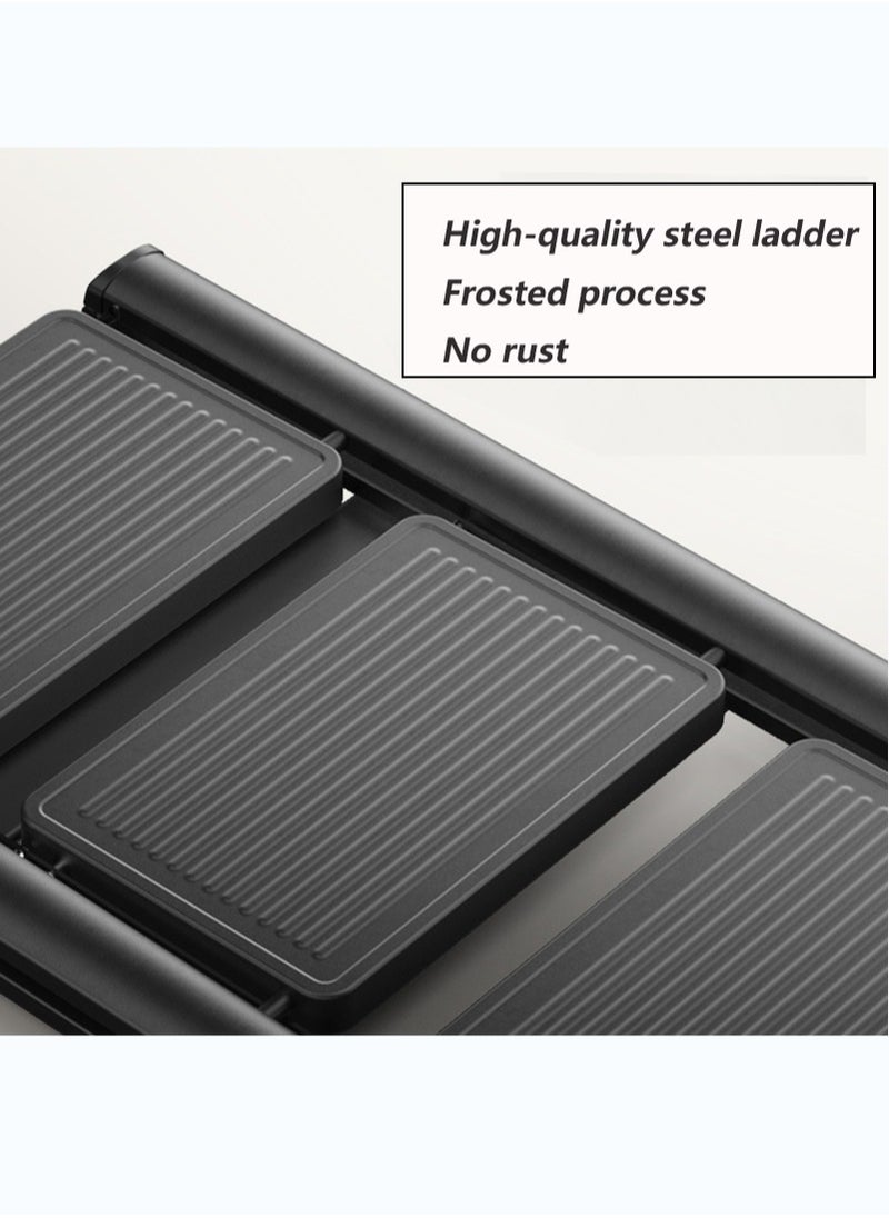 3 Step Folding Step Stool,Steel Metal Step Stools Non-Slip Pedal,Small Portable Ladder Kitchen Lightweight Home Office Ladders