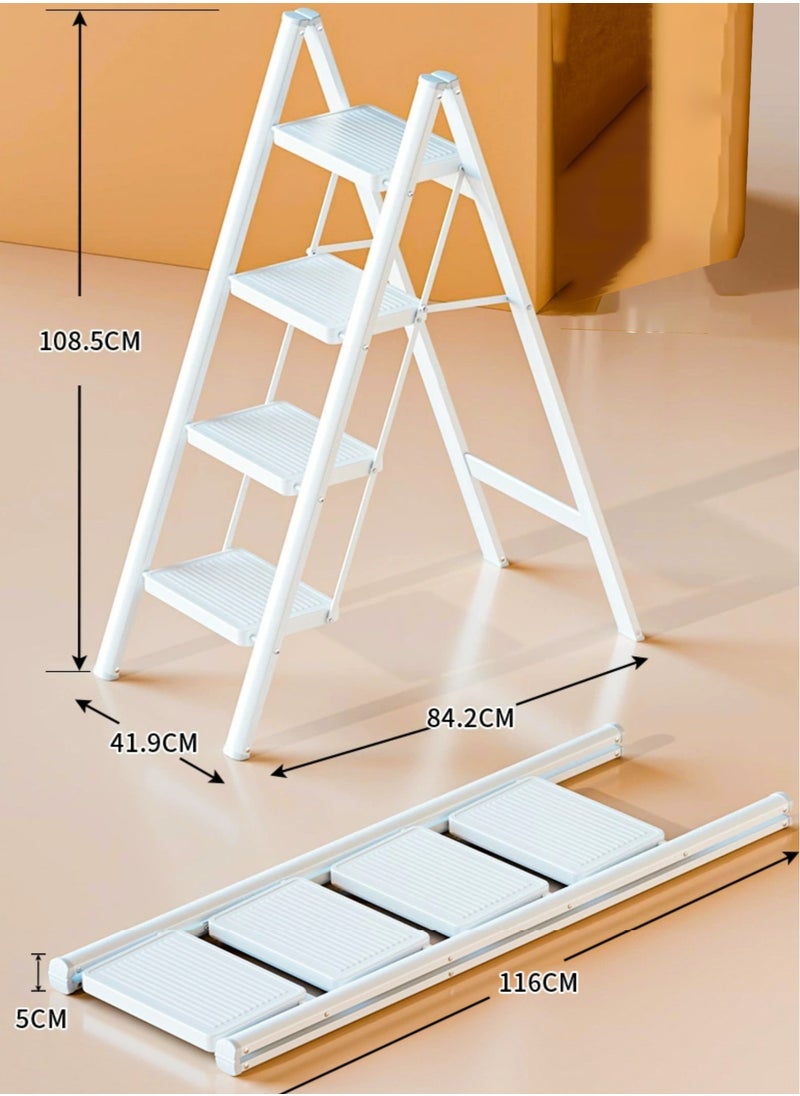 4 Step Folding Step Stool,Steel Metal Step Stools Non-Slip Pedal,Small Portable Ladder Kitchen Lightweight Home Office Ladders