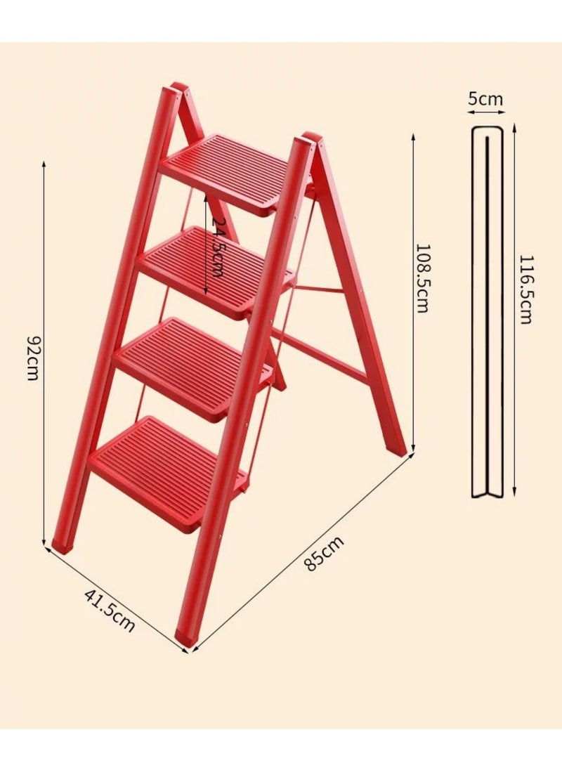 4 Step Folding Step Stool,Steel Metal Step Stools Non-Slip Pedal,Small Portable Ladder Kitchen Lightweight Home Office Ladders