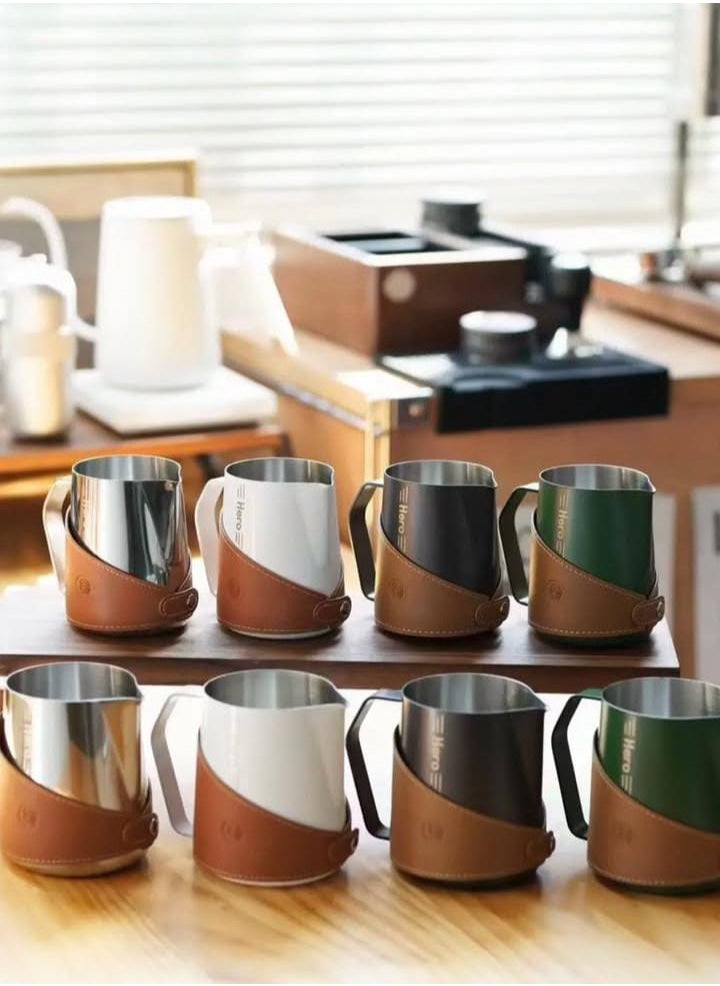 zeroHero Advanced 450ml Milk Pitcher – 304 Stainless Steel , Available in Bright , White , Teflon , Dark Green , Aged Silver.