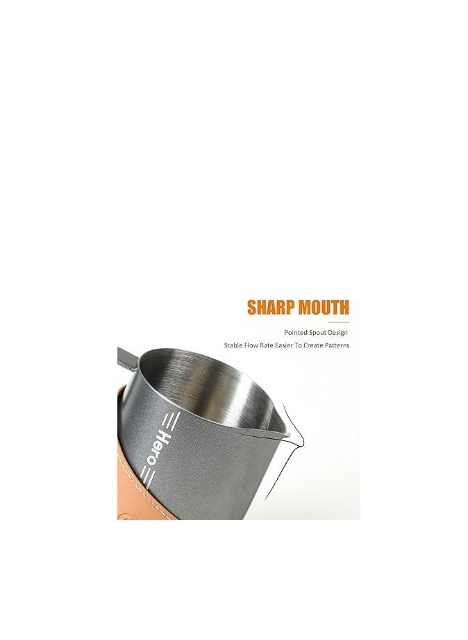 zeroHero Advanced 450ml Milk Pitcher – 304 Stainless Steel , Available in Bright , White , Teflon , Dark Green , Aged Silver.