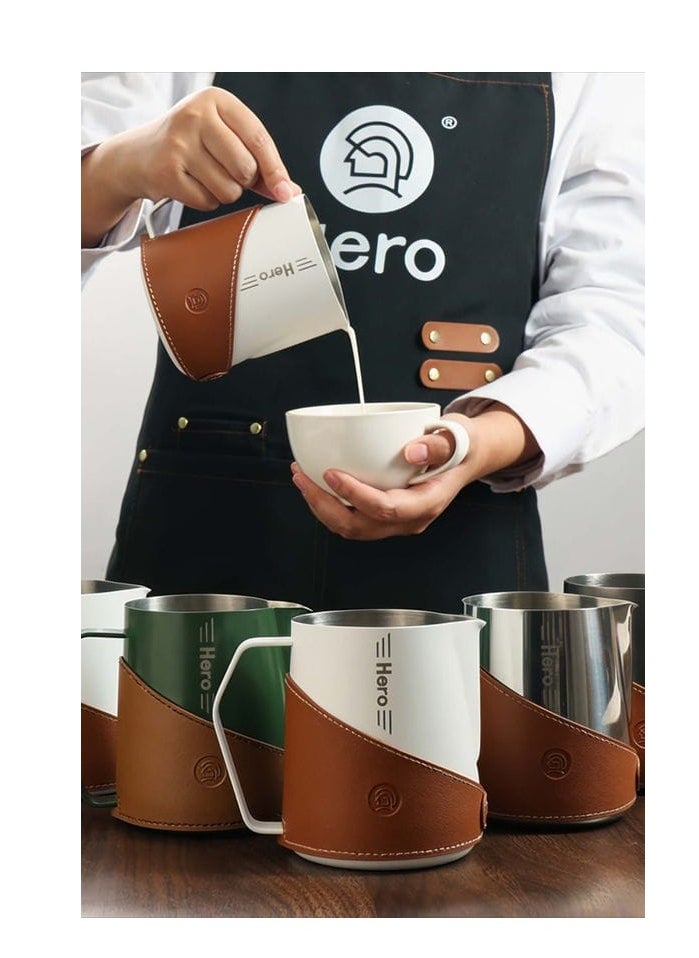 zeroHero Advanced 450ml Milk Pitcher – 304 Stainless Steel , Available in Bright , White , Teflon , Dark Green , Aged Silver.