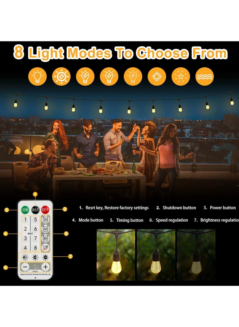 Outdoor Waterproof IP65 Led String Lights E27 Holder 10 Meter Bulb Holder Wire With 20 Bulbs 4W ST64 Clear With EU Plug Solar Bulb Holder For Ramadan Decoration Lights And Outdoor Decoration Light Hanging Light 6000mAh & USB-C, String Lights With Remote Control And 8 Modes Ramadan Light With Cable Ties