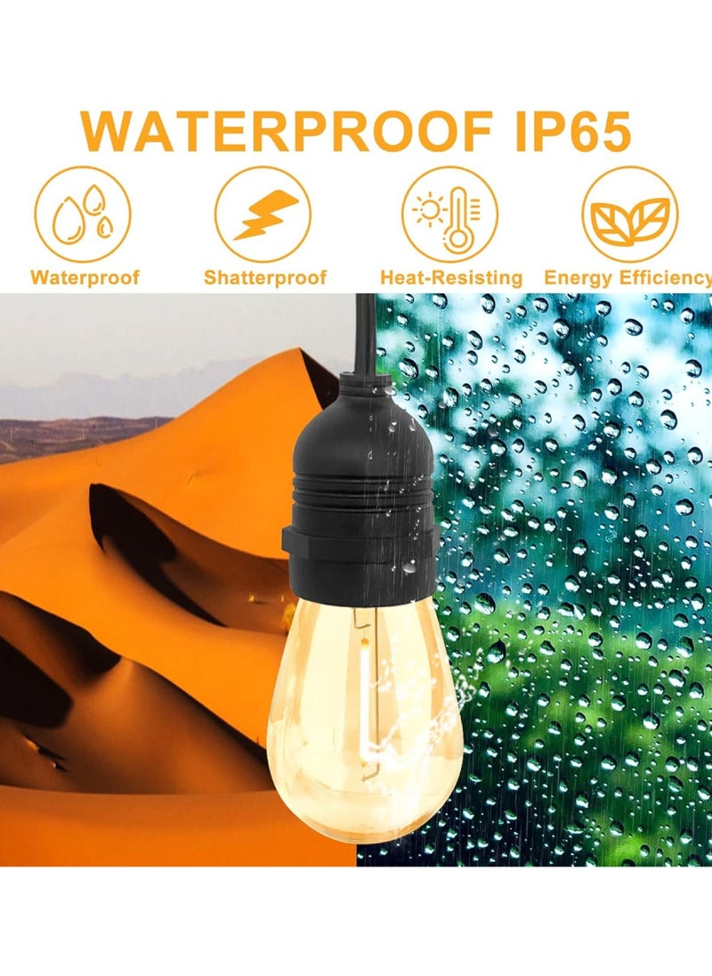 Outdoor Waterproof IP65 Led String Lights E27 Holder 10 Meter Bulb Holder Wire With 20 Bulbs 4W ST64 Amber With EU Plug Solar Bulb Holder For Ramadan Decoration Lights And Outdoor Decoration Light Hanging Light 6000mAh & USB-C, String Lights With Remote Control And 8 Modes Ramadan Light With Cable Ties