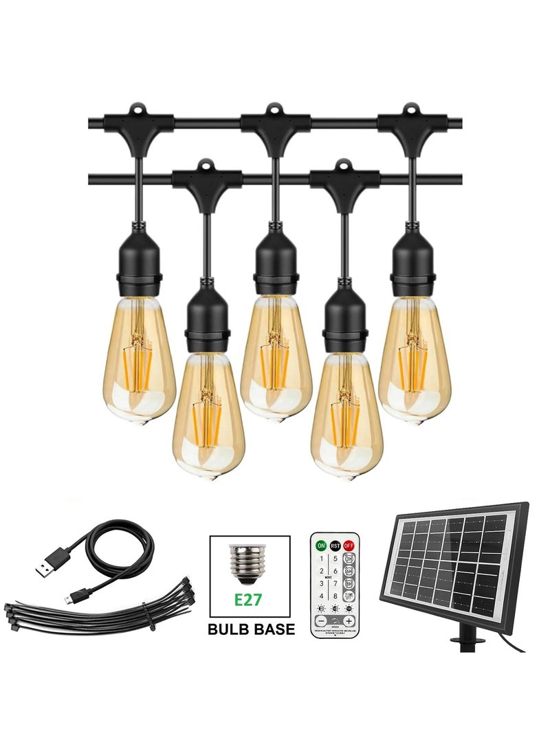 Outdoor Waterproof IP65 Led String Lights E27 Holder 10 Meter Bulb Holder Wire With 20 Bulbs 4W ST64 Amber With EU Plug Solar Bulb Holder For Ramadan Decoration Lights And Outdoor Decoration Light Hanging Light 6000mAh & USB-C, String Lights With Remote Control And 8 Modes Ramadan Light With Cable Ties