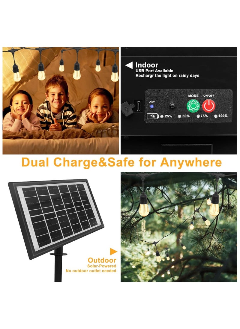 Outdoor Waterproof IP65 Led String Lights E27 Holder 10 Meter Bulb Holder Wire With 20 Bulbs 4W ST64 Amber With EU Plug Solar Bulb Holder For Ramadan Decoration Lights And Outdoor Decoration Light Hanging Light 6000mAh & USB-C, String Lights With Remote Control And 8 Modes Ramadan Light With Cable Ties