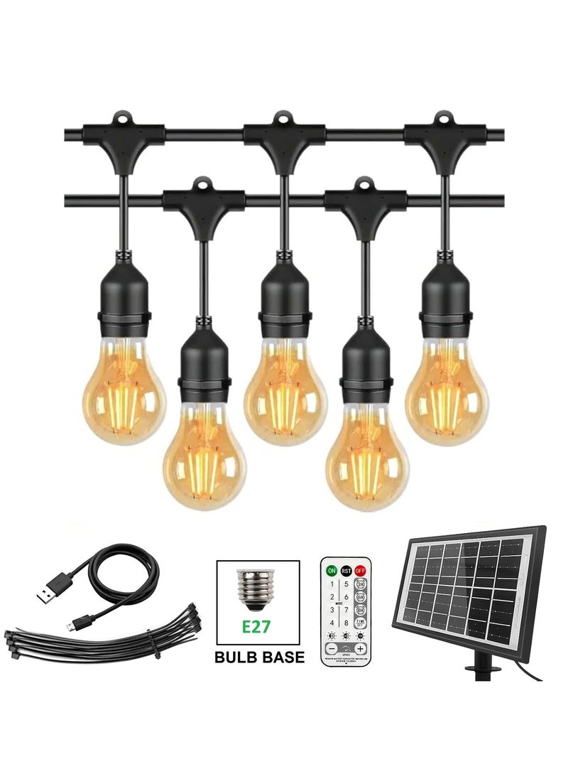 Outdoor Waterproof IP65 Led String Lights E27 Holder 10 Meter Bulb Holder Wire With 20 Bulbs 4W A60 Amber With EU Plug Solar Bulb Holder For Ramadan Decoration Lights And Outdoor Decoration Light Hanging Light 6000mAh & USB-C, String Lights With Remote Control And 8 Modes Ramadan Light With Cable Ties