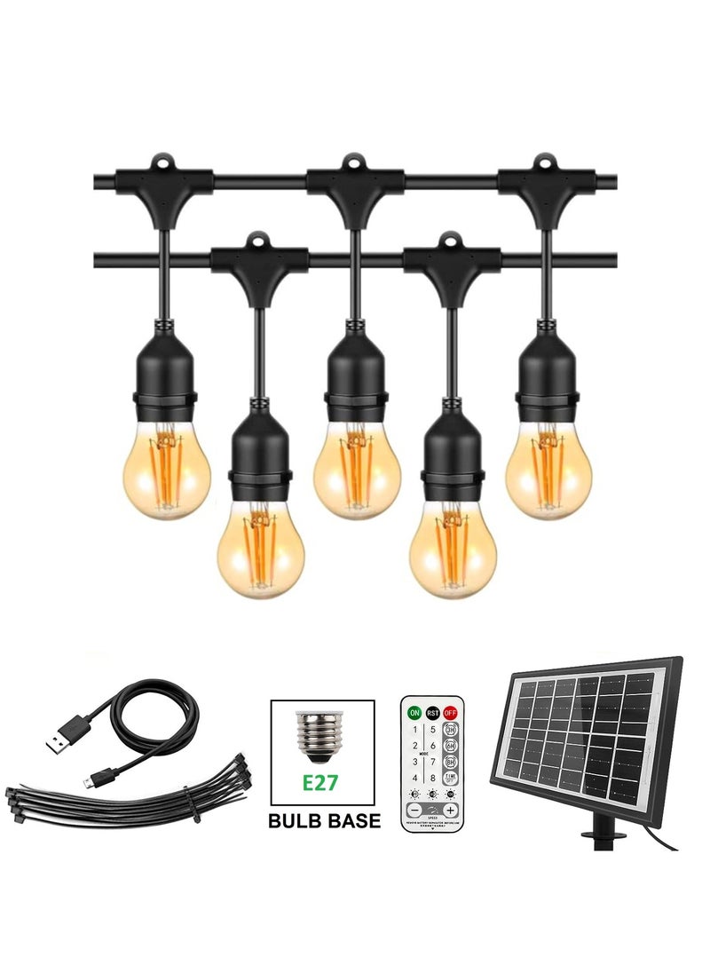 Outdoor Waterproof IP65 Led String Lights E27 Holder 10 Meter Bulb Holder Wire With 20 Bulbs 4W G45 Amber With EU Plug Solar Bulb Holder For Ramadan Decoration Lights And Outdoor Decoration Light Hanging Light 6000mAh & USB-C, String Lights With Remote Control And 8 Modes Ramadan Light With Cable Ties