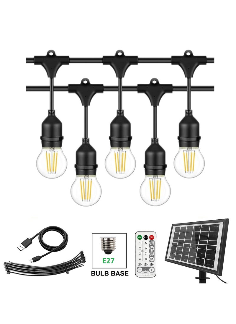 Outdoor Waterproof IP65 Led String Lights E27 Holder 15 Meter Bulb Holder Wire With 30 Bulbs 4W G45 Clear With EU Plug Solar Bulb Holder For Ramadan Decoration Lights And Outdoor Decoration Light Hanging Light 6000mAh & USB-C, String Lights With Remote Control And 8 Modes Ramadan Light With Cable Ties