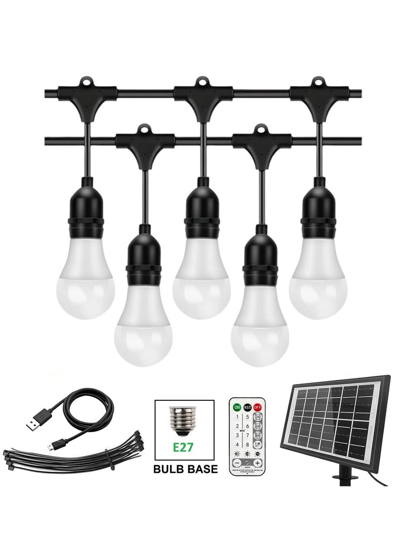 Outdoor Waterproof IP65 Led String Lights E27 Holder 15 Meter Bulb Holder Wire With 30 Bulbs 9W Cool White With EU Plug Solar Bulb Holder For Ramadan Decoration Lights And Outdoor Decoration Light Hanging Light 6000mAh & USB-C, String Lights With Remote Control And 8 Modes Ramadan Light With Cable Ties