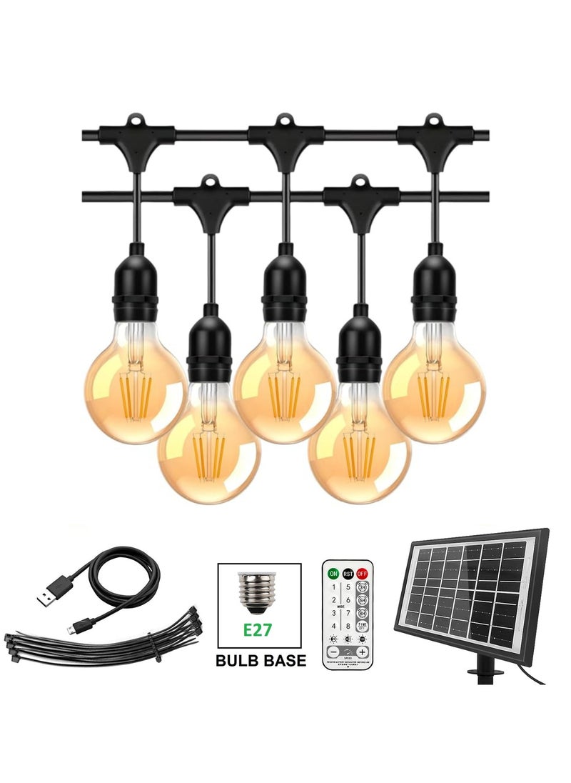 Outdoor Waterproof IP65 Led String Lights E27 Holder 15 Meter Bulb Holder Wire With 30 Bulbs 4W G80 Amber With EU Plug Solar Bulb Holder For Ramadan Decoration Lights And Outdoor Decoration Light Hanging Light 6000mAh & USB-C, String Lights With Remote Control And 8 Modes Ramadan Light With Cable Ties