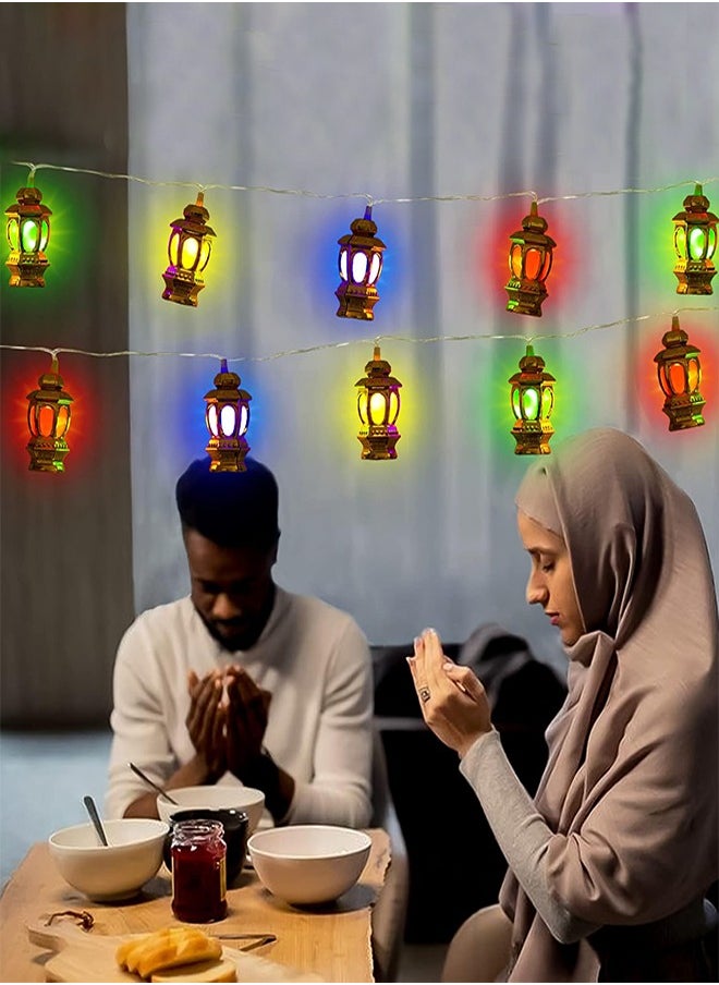 Ramadan Decorations Eid String Light- 4.95Ft 10 LEDs Mubarak Eid Lantern Light Decorative Hanging String Lights for Eid Al Adha Indoor Outdoor Ramadan Home Decoration