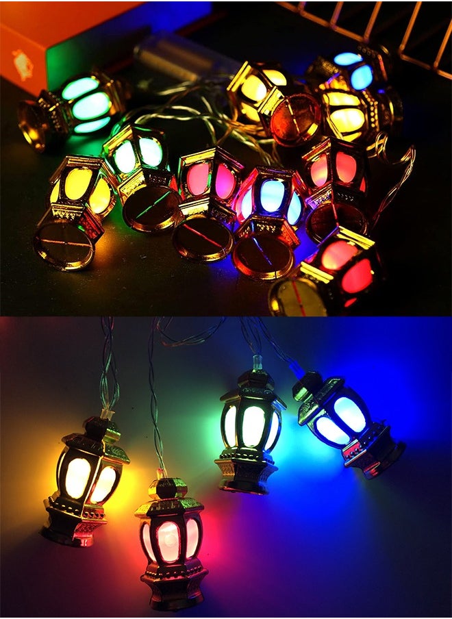 Ramadan Decorations Eid String Light- 4.95Ft 10 LEDs Mubarak Eid Lantern Light Decorative Hanging String Lights for Eid Al Adha Indoor Outdoor Ramadan Home Decoration