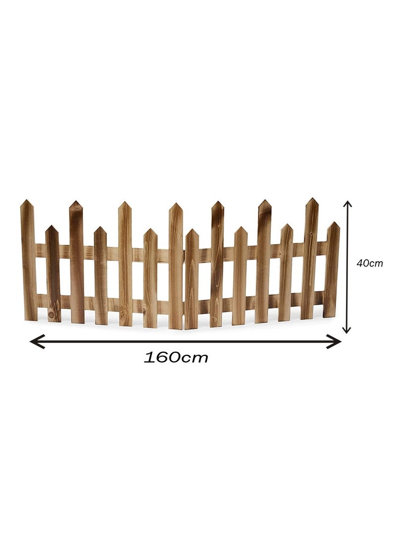 Wooden Garden Border Fence Animal Barrier Brown 160x40x1cm