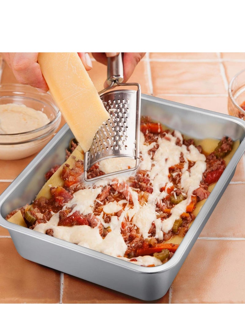 TeamFar Lasagna Pan, 2 PCS Brownie Pan Rectangular Cake Pan Deep Lasagna Pan Stainless Steel for Baking Roasting, 12.75’’×10’’×3.2’’, Deep Dish & Heavy Duty, Sturdy & Dishwasher Safe