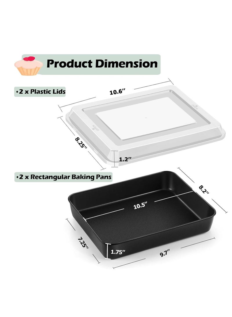 TeamFar Small Lasagna Pan with Lid, 10.5’’ Rectangular Cake Brownie Pan with Stainless Steel Core & Nonstick Coating, for Baking Roasting, Nontoxic