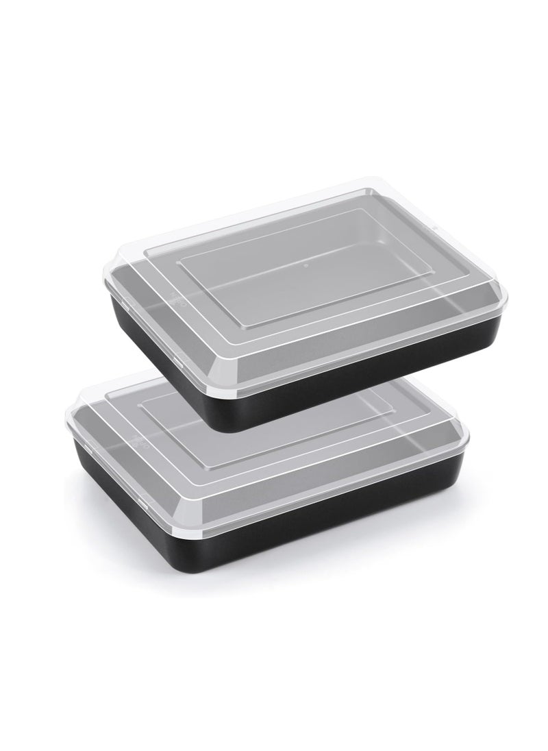 TeamFar Small Lasagna Pan with Lid, 10.5’’ Rectangular Cake Brownie Pan with Stainless Steel Core & Nonstick Coating, for Baking Roasting, Nontoxic