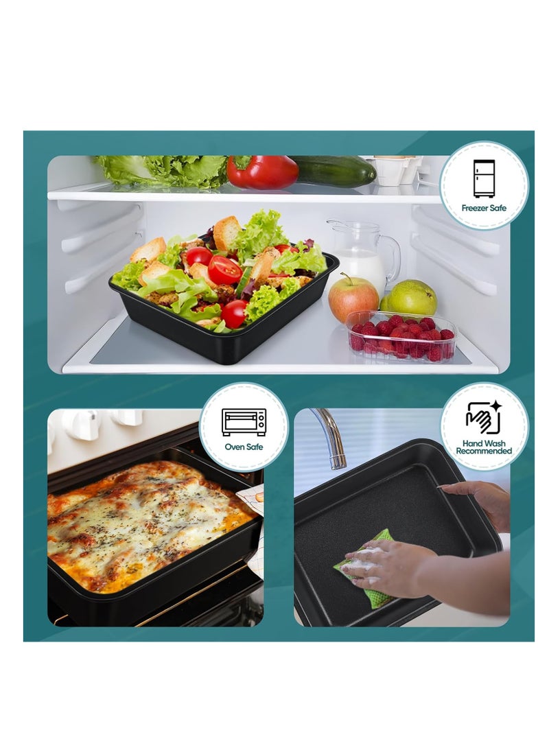 TeamFar Lasagna Pan, 12.75 x 10 x 3.1inch Rectangular Roasting Baking Pan with Stainless Steel Core & Nonstick Coating, for Making Lasagna Cake Brownie, Healthy & Oven Safe, Deep Side & Wider Edge