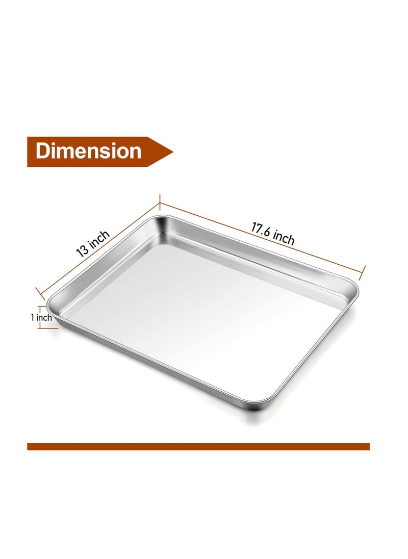 TeamFar Baking Sheet, 17.6’’ x 13’’ x 1’’ Stainless Steel Large Cookie Sheet Half Baking Pans, Non-toxic & Healthy, Easy Clean & Dishwasher Safe, Heavy Duty & Sturdy- Set of 2