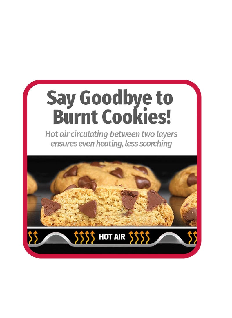 GoodCook AirPerfect Non-Stick Air Insulated 16” x 14” Cookie Sheet Set, 2 Piece - Carbon Steel Cooking Pans, Bakeware Set, Cookie Sheets for Baking, Oven Pan Set