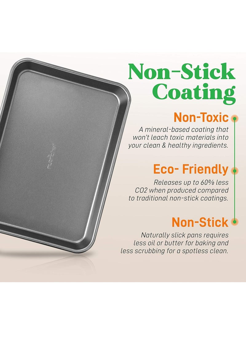 NutriChef 2-Piece Nonstick Cookie Sheet Baking Pan Set - Heavy Duty Bake Trays w/ Smooth Non-Stick Coating PFOA, PFOS, & PTFE Free, 15