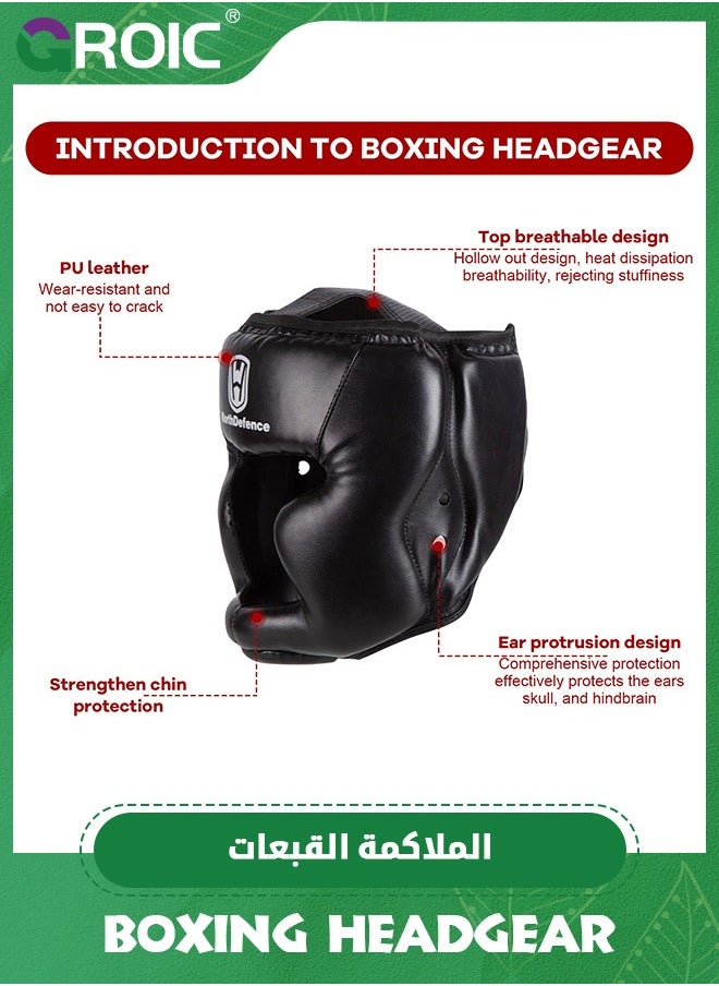 Boxing Headgear, Boxing Helmet & Mouth Guard, Head Gear for MMA Kickboxing Karate Taekwondo Muay Thai Sparring & Training, Martial Arts Helmet, Fighting Sparring Headgear Fits Adults Youth Head Guard